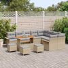 vidaXL Conjunto de sof&aacute;s de jard&iacute;n 13 pcs Beige rat&aacute;n sint&eacute;tico