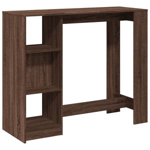 vidaXL Mesa alta con estante marr&oacute;n roble 124x46x103,5 cm