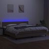 vidaXL Cama box spring con colch&oacute;n LED tela gris taupe 200x200 cm