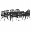 vidaXL Conjunto de Comedor de Jard&iacute;n 9 uds. Negro rat&aacute;n sint&eacute;tico