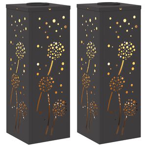 vidaXL Luz de camino LED solar 2 pcs Negro Acero laminado en fr&iacute;o