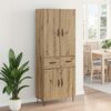 vidaXL Aparador alto 2 pcs Roble artesanal Madera tecnol&oacute;gica y vidrio