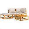 vidaXL Set muebles de jard&iacute;n 4 pzas madera maciza y cojines gris claro