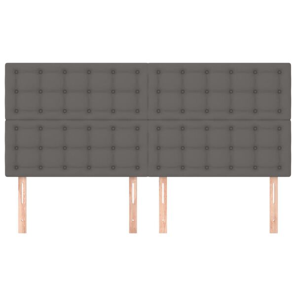 vidaXL Cabecero de cama gris 160x5x118/128 cm piel sintética
