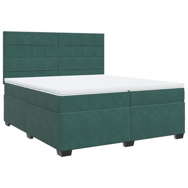 vidaXL Cama box spring con colch&oacute;n terciopelo verde oscuro 200x200 cm