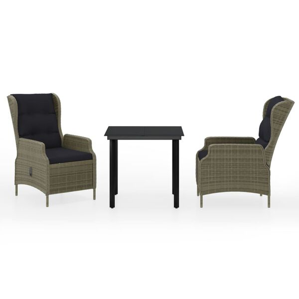 vidaXL Juego de comedor de jard&iacute;n 3 piezas marr&oacute;n