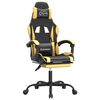 vidaXL Silla gaming giratoria reposapi&eacute;s cuero sint&eacute;tico negro dorado