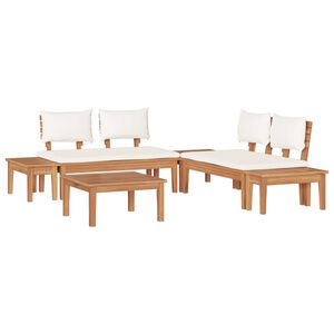 vidaXL Conjunto de sof&aacute;s de jard&iacute;n 3 pcs Marr&oacute;n y crema