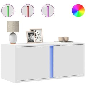 vidaXL Mueble de TV de pared con luces LED blanco 80x31x35 cm