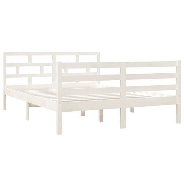 vidaXL Estructura de cama de madera maciza de pino blanco 140x190 cm