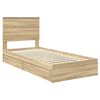vidaXL Cama con almacenamiento con cabecera Roble Sonoma 90 x 200 cm