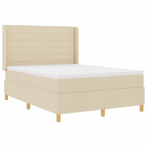 vidaXL Cama tipo Box Spring con colch&oacute;n Crema 140 x 200 cm tela