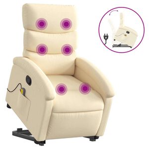 vidaXL Silla de masaje reclinable de pie de tela color crema