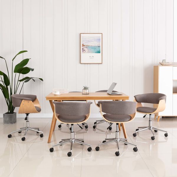 vidaXL Sillas de comedor giratorias 6 unidades tela color gris taupe