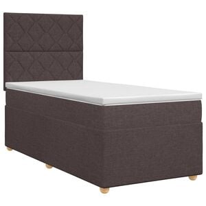 vidaXL Cama box spring con colch&oacute;n Marr&oacute;n Oscuro 80 x 200 cm Tela