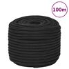vidaXL Cuerda de barco polipropileno negro intenso 14 mm 100 m