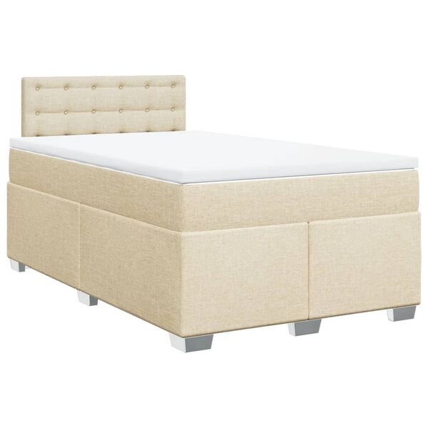 vidaXL Cama box spring con colch&oacute;n tela color crema 120x200 cm