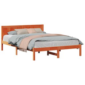 vidaXL Estructura de cama Marr&oacute;n 140 x 200 cm Madera maciza de Pino