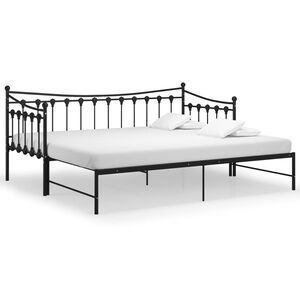vidaXL Estructura sof&aacute; cama extra&iacute;ble sin colch&oacute;n metal negro 90x200cm