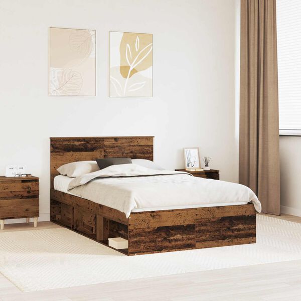 vidaXL Estructura de cama con cabecera Madera vieja 120 x 200 cm