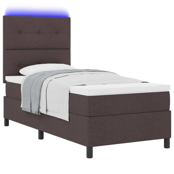 vidaXL Cama tipo Box Spring con colch&oacute;n Marr&oacute;n oscuro 80 x 200 cm tela