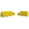 vidaXL Juego de sof&aacute;s con cojines 2 piezas tela amarillo claro