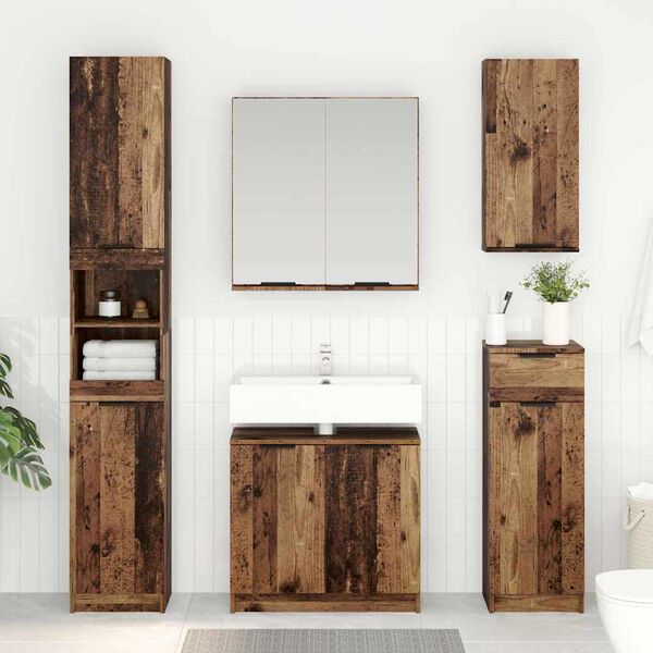 vidaXL Gabinete de Ba&ntilde;o con puerta Madera Vieja 64,5 x 33,5 x 59 cm