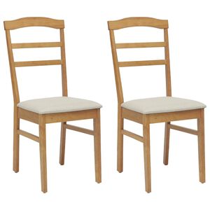 vidaXL Silla de comedor 2 pcs Natural y claro Madera de Caucho S&oacute;lido
