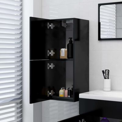 vidaXL Armario de baño madera contrachapada negro 30x30x80 cm
