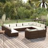 vidaXL Set muebles de jard&iacute;n 11 pzas y cojines rat&aacute;n sint&eacute;tico marr&oacute;n