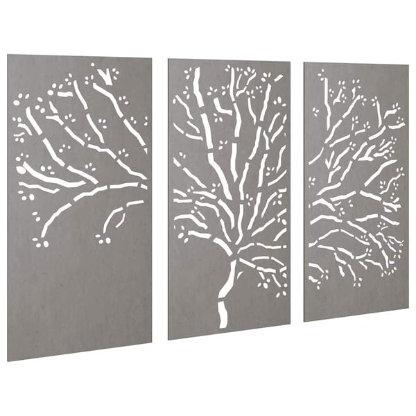vidaXL Adorno pared jard&iacute;n 3 pzas acero corten dise&ntilde;o &aacute;rbol 105x55 cm