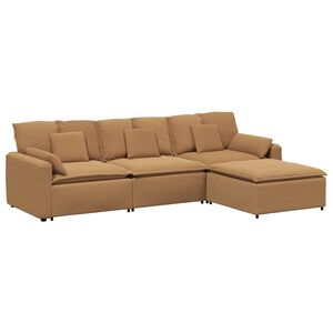 vidaXL Sof&aacute; modular con reposapi&eacute;s y cojines, color beige