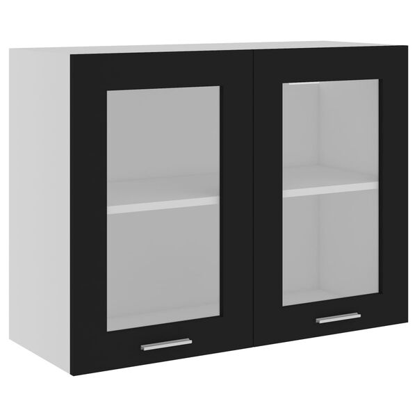 vidaXL Vitrina colgante "Lyon" de, color negro, 80 x 31 x 60 cm, madera de ingeniería