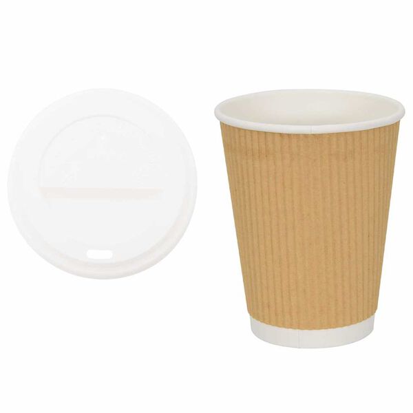 vidaXL Vasos de caf&eacute; de papel con tapa 1000 uds 12oz 300ml