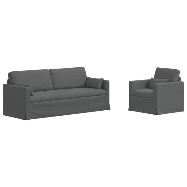 vidaXL Sof&aacute; 2 pcs Gris oscuro 198 x 78 x 80 cm tela