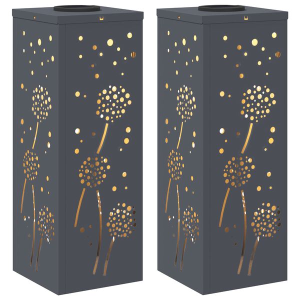 vidaXL Luz de camino LED solar 2 pcs Antracita Acero laminado en fr&iacute;o