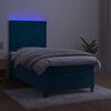 vidaXL Cama box spring colch&oacute;n y LED terciopelo azul oscuro 100x200 cm