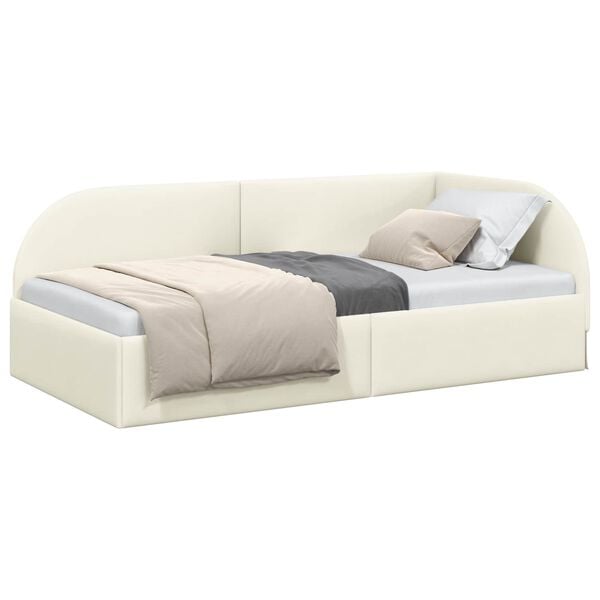 vidaXL Estructura de cama en esquina Crema 90 cm x 190 cm Terciopelo