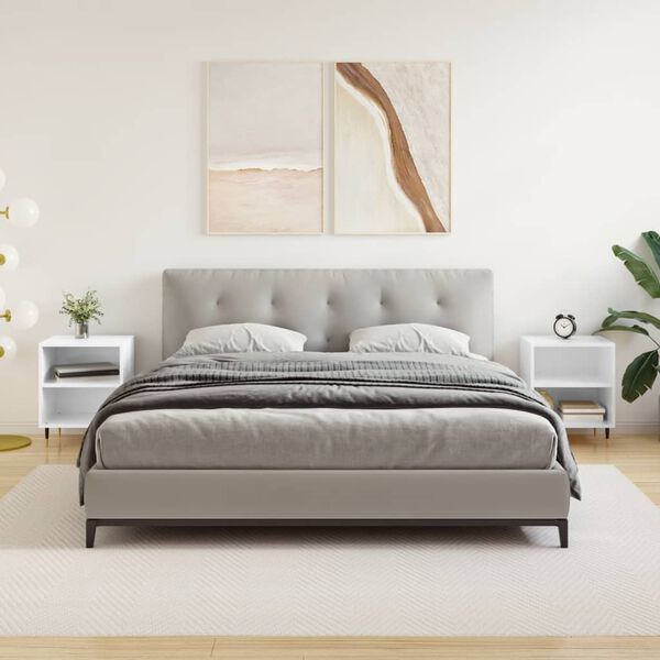 vidaXL Mesitas noche 2 uds madera ingenier&iacute;a blanco brillo 40x30x50 cm