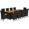 vidaXL Set de comedor jard&iacute;n 11 pzas con cojines rat&aacute;n sint&eacute;tico negro