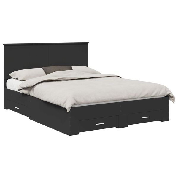vidaXL Estructura de cama con cabecera Negro y Plata 150 x 200 cm