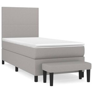 vidaXL Cama box spring con colch&oacute;n tela gris claro 80x200 cm