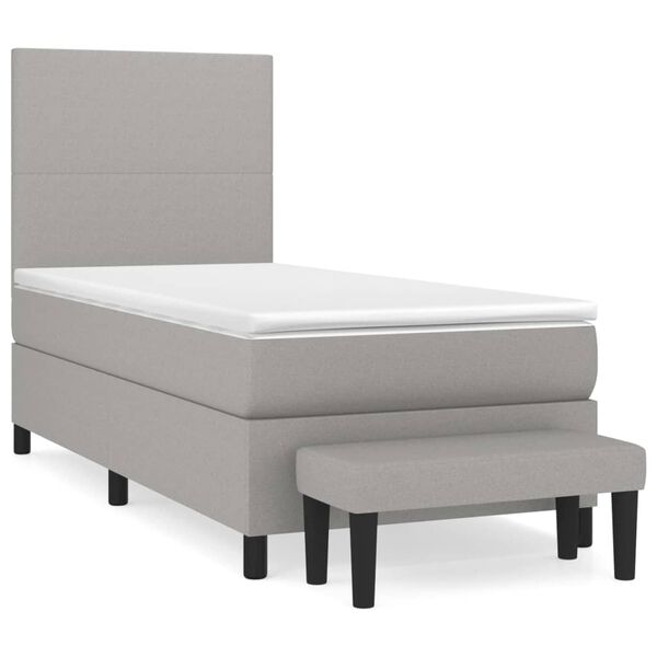 vidaXL Cama box spring con colch&oacute;n tela gris claro 80x200 cm