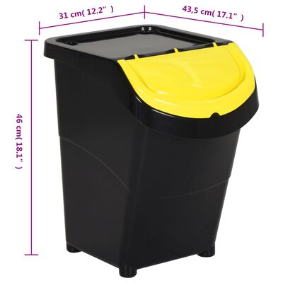 vidaXL Cubos de basura apilables con tapa 3 uds PP negro 120 L
