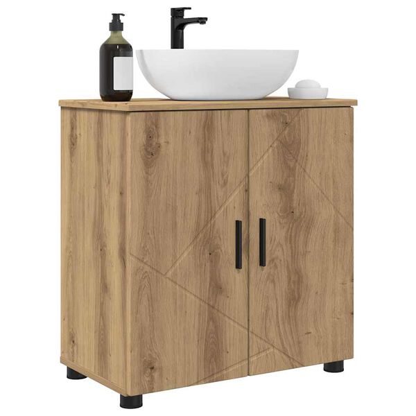 vidaXL Gabinete de Ba&ntilde;o con puerta Roble artesanal 61 x 35 x 64 cm