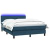 vidaXL Cama box spring con colch&oacute;n y LED terciopelo azul oscuro 160x210 cm