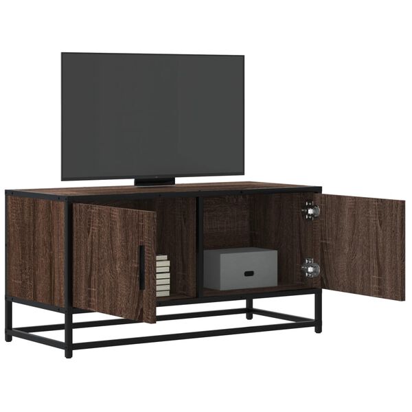 vidaXL Mueble TV metal y madera ingenier&iacute;a marr&oacute;n roble 80x34,5x40 cm