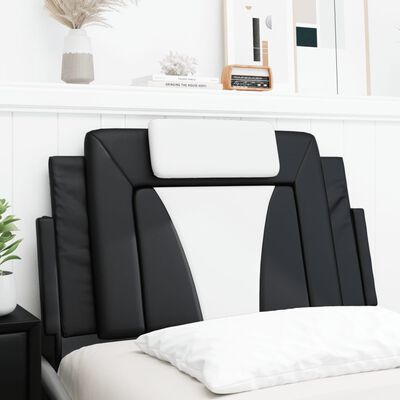 vidaXL Cabecero de cama acolchado cuero sintético negro y blanco 80 cm