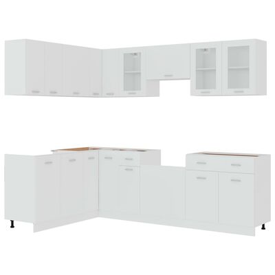 vidaXL Juego de muebles de cocina 11 piezas madera ingeniería blanco