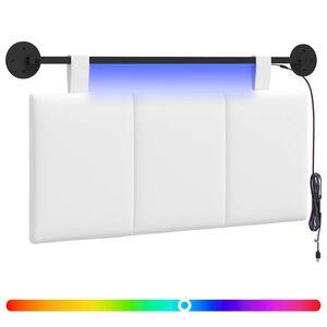 vidaXL Cabecero colgante Con luz LED Blanco Tela